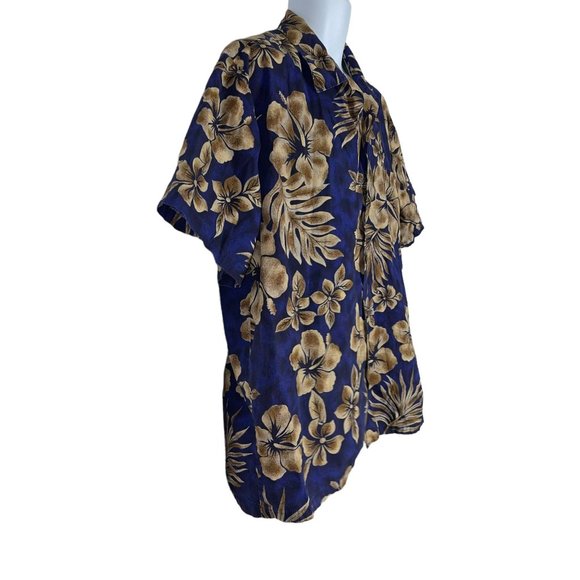 Kalani Sportswear Vintage Hawaiian Shirt Mens XL Blue Floral Tiki Aloha Vacation - Picture 4 of 10